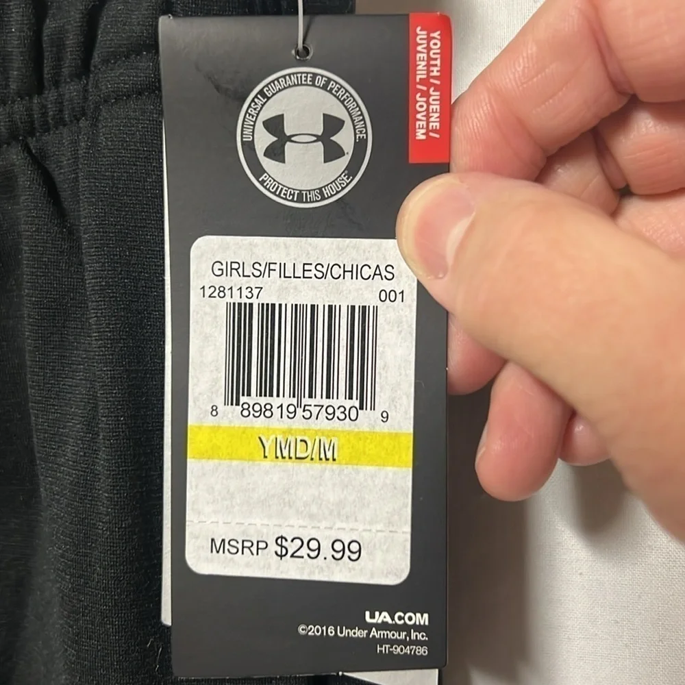 NWT Girls Under Armour coldgear joggers‎ loose fit black size YMD - Picture 6 of 6